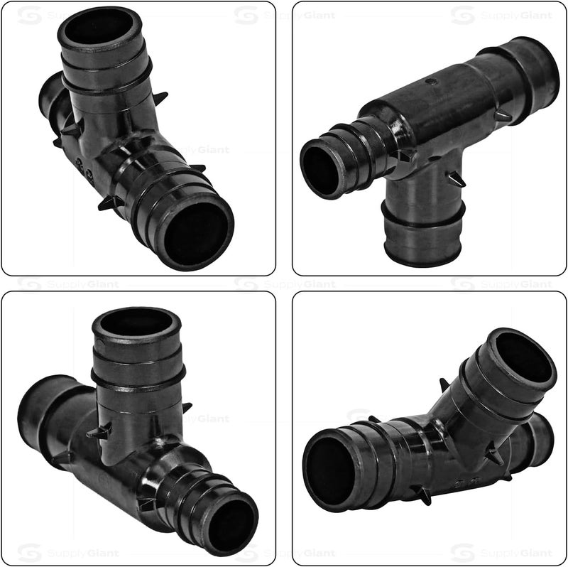 Supply Giant Poly Pex-A Expansion Tee Fitting 3/4" x 1/2" x 3/4", F1960 Tee 1 Inch x 1 Inch x 1/2 Inch Expansion Barb Connections, Plastic Pipe Fitting for use with Pex-A Tubing (Pack of 5) - Image 2